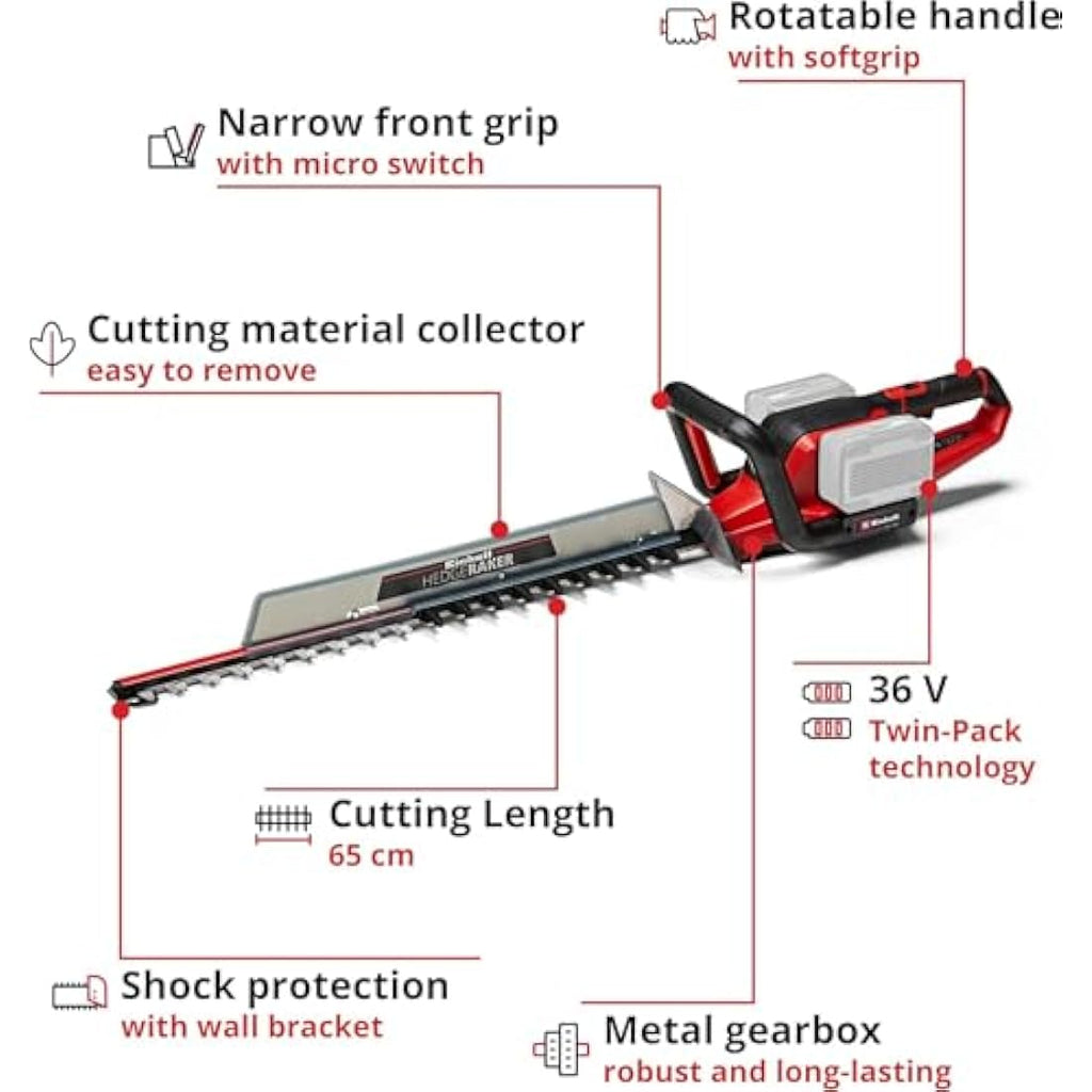 Einhell 36V Cordless Hedge Trimmer – 65cm Steel Blade GE-CH 36/65 Li
