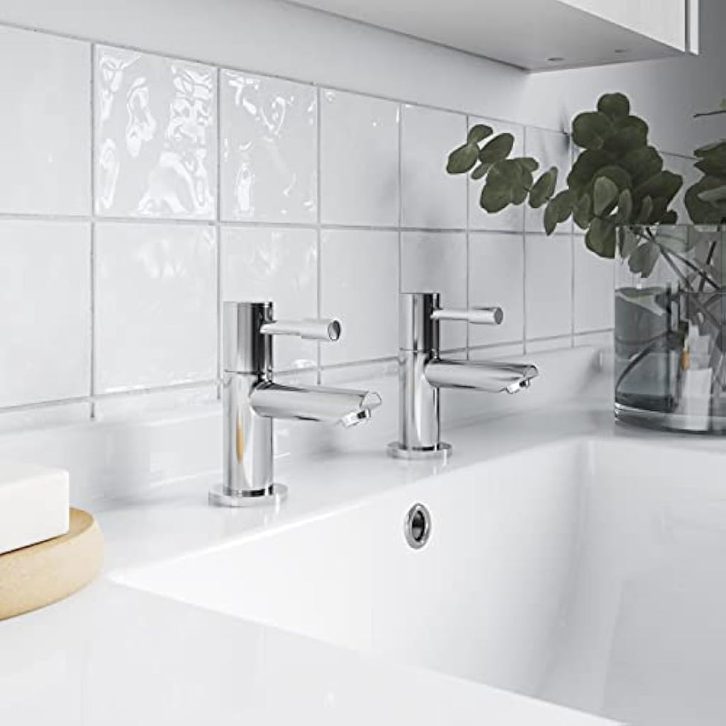 Nuie Series Two Round Mono Basin Mixer Tap with Waste - Chrome Brass