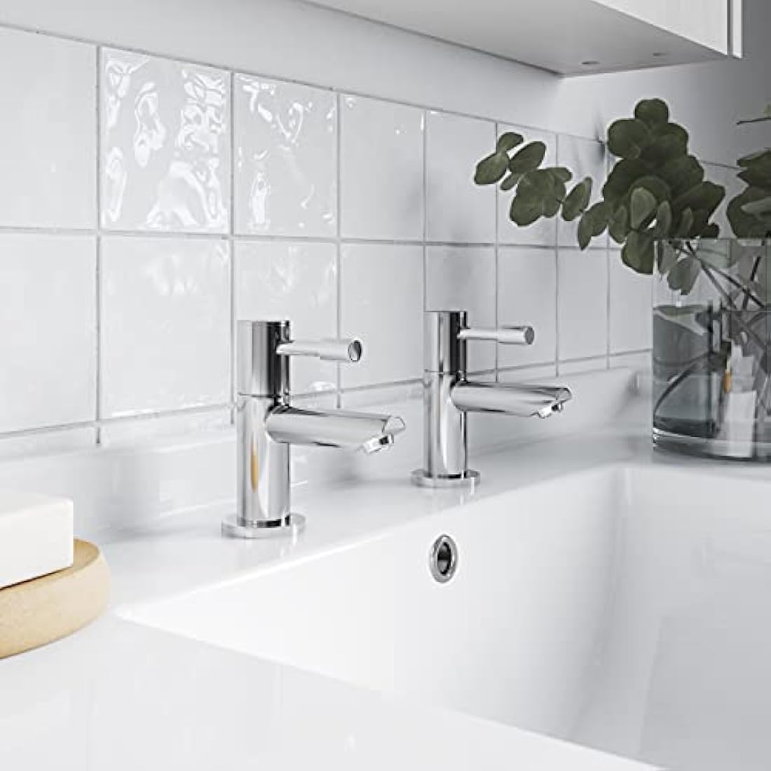 Nuie Series Two Round Mono Basin Mixer Tap with Waste - Chrome Brass