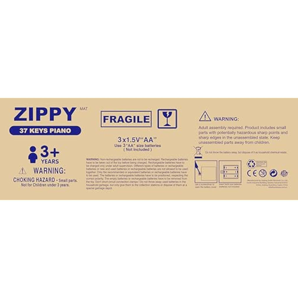 ZIPPY MAT Kids Piano Keyboard – 37 Keys Wooden Musical Toy, Walnut