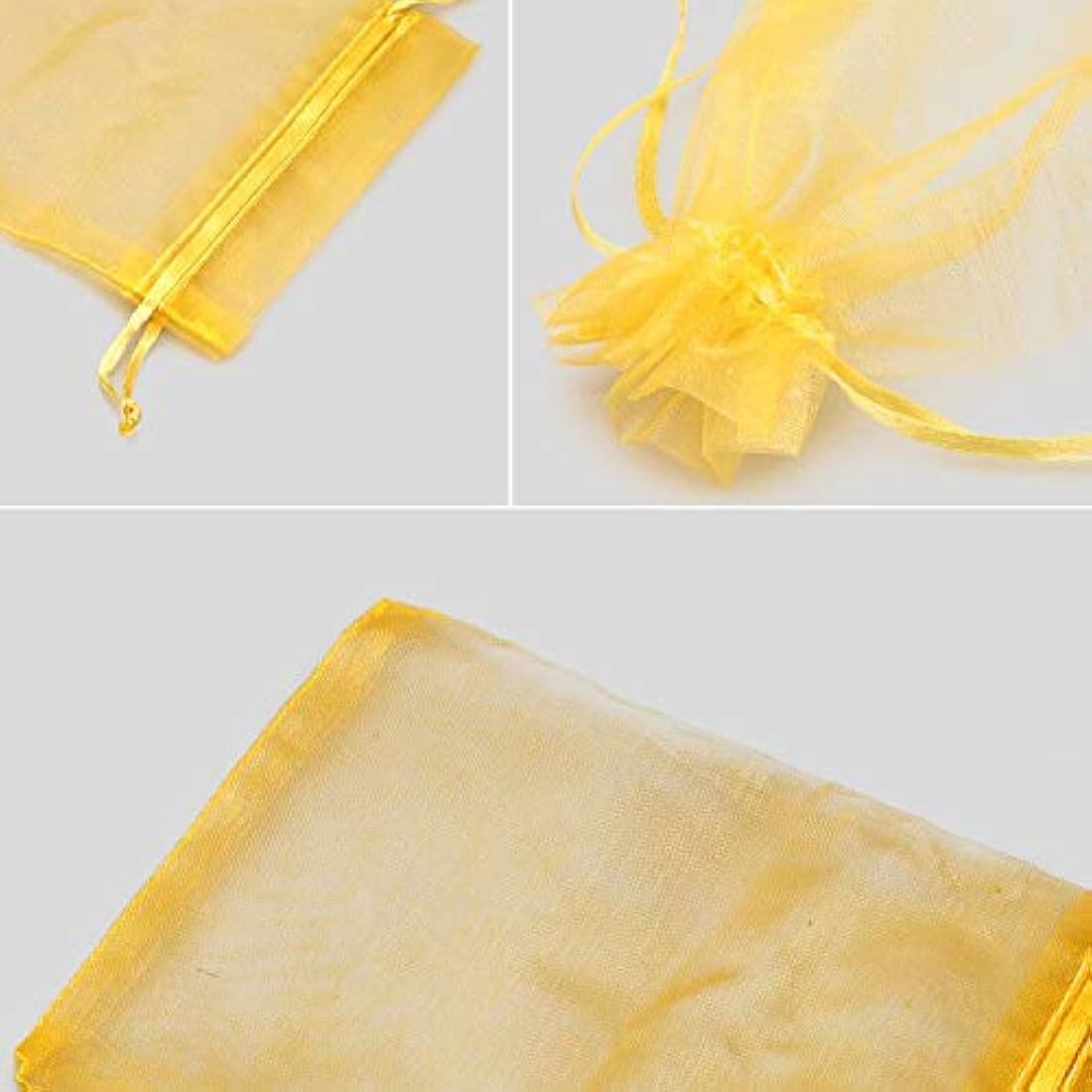 G2PLUS Gold Organza Gift Bags - 100 PCS 10x15cm Mesh Jewelry Pouches
