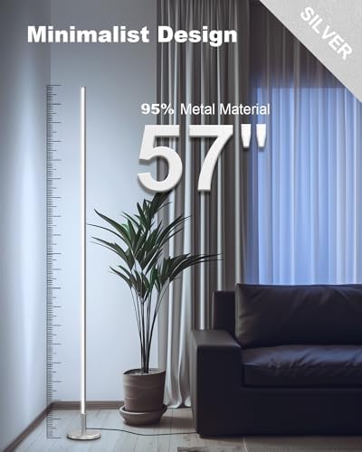 TACAHE Minimalist Corner Floor Lamp | Dimmable LED Mood Light - Silver