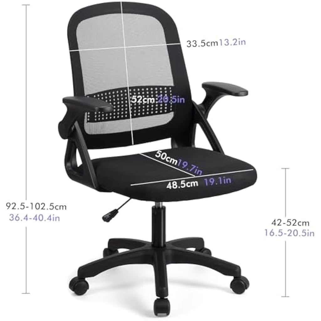 T-THREE Ergonomic Mesh Office Chair - Adjustable Swivel Desk Seat, Black