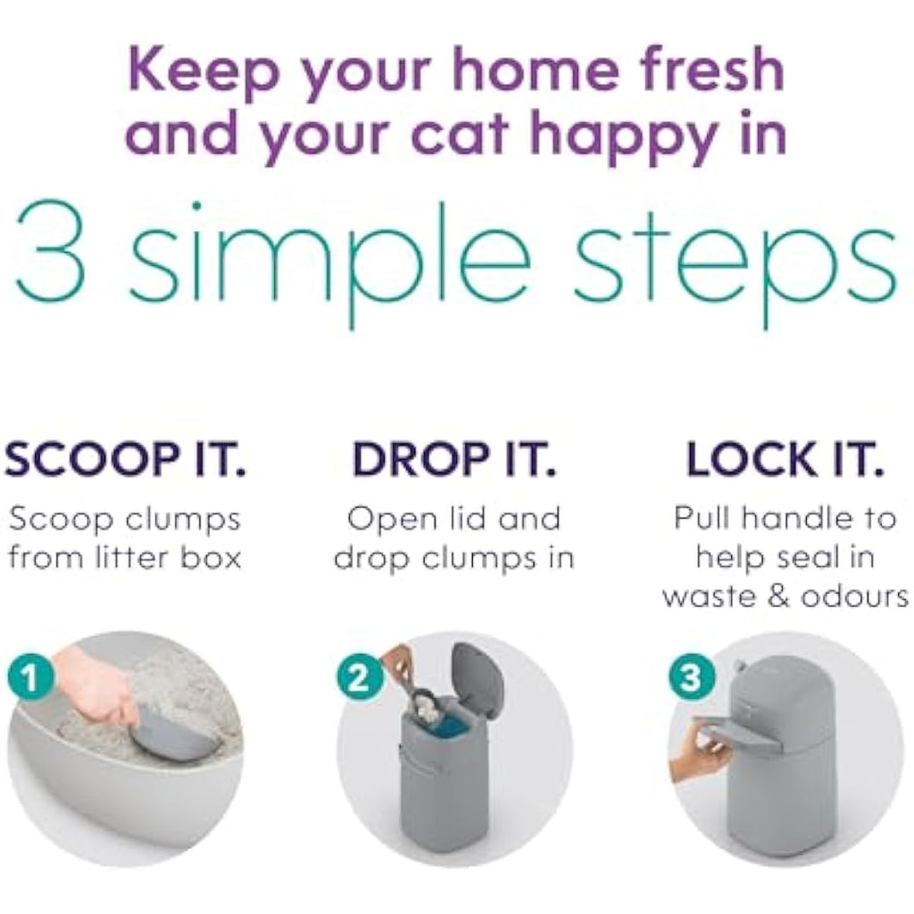 Litter Genie Easy Roll Cat Litter Disposal Bin with Odour-Locking Refill