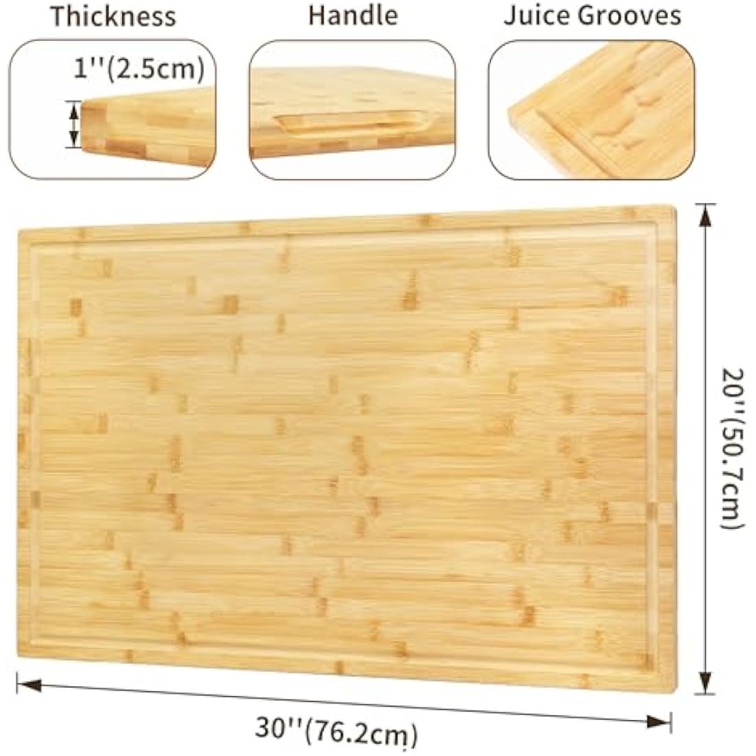 Utoplike Extra Large Bamboo Cutting Board | XXXL Butcher Block with Handles