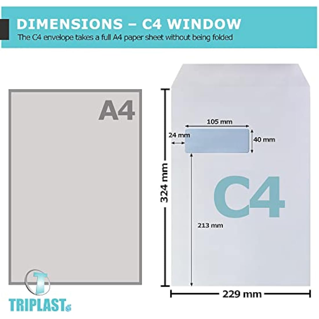 Triplast C4 White Window Security Envelopes – Self Seal 90gsm (50 Pack)