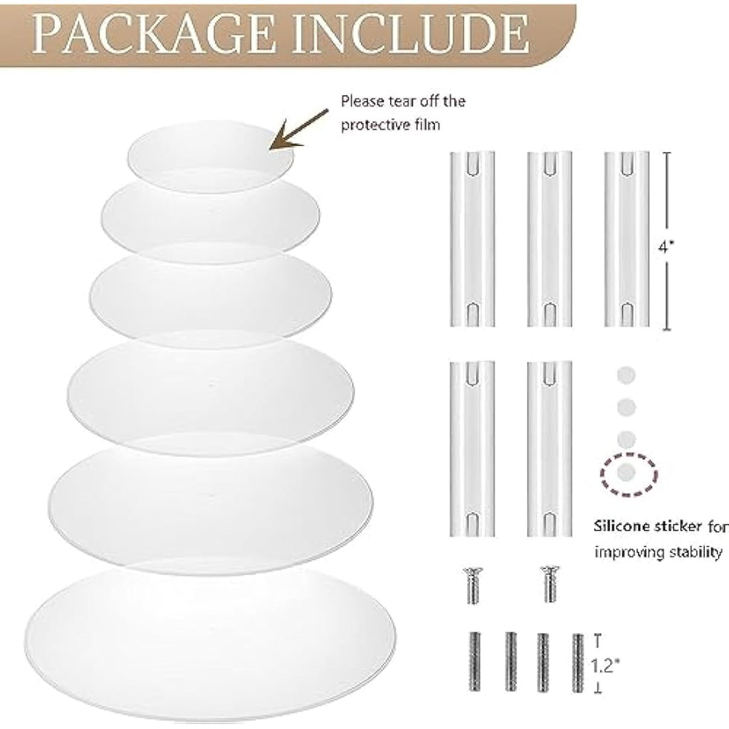 LANLONG 6 Tier Acrylic Cupcake Stand | 51cm Tall Clear Dessert Tower
