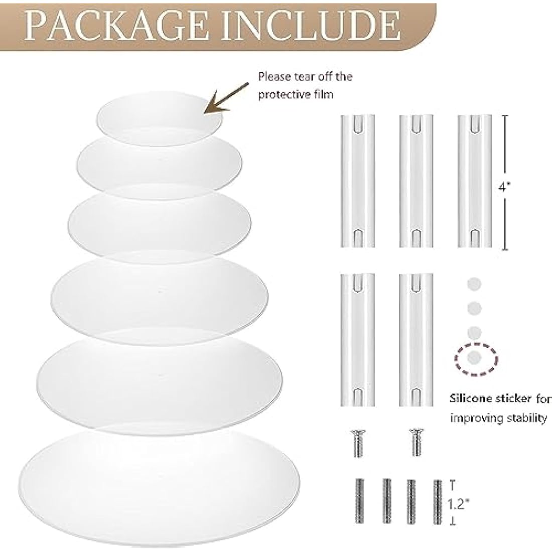 LANLONG 6 Tier Acrylic Cupcake Stand | 51cm Tall Clear Dessert Tower