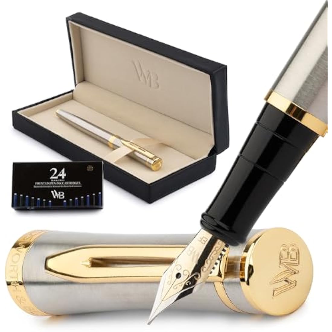 Wordsworth & Black Fountain Pen Set - 18K Gilded Extra Fine Nib