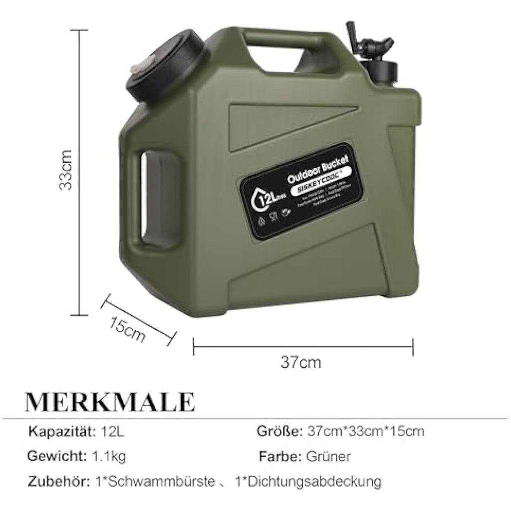SISKEYCOOC 12L Portable Water Canister with Tap | BPA-Free Camping Tank