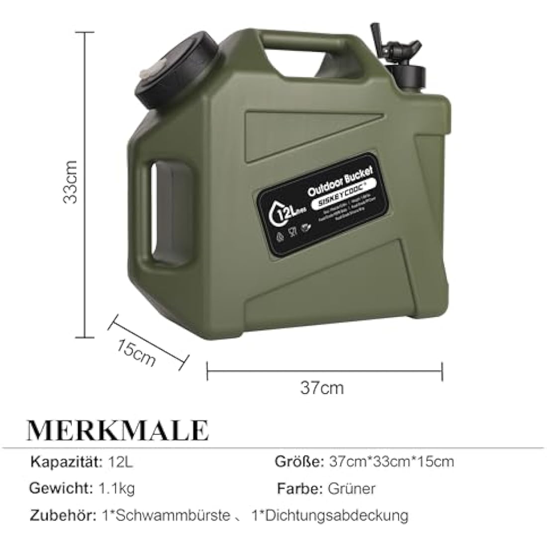 SISKEYCOOC 12L Portable Water Canister with Tap | BPA-Free Camping Tank