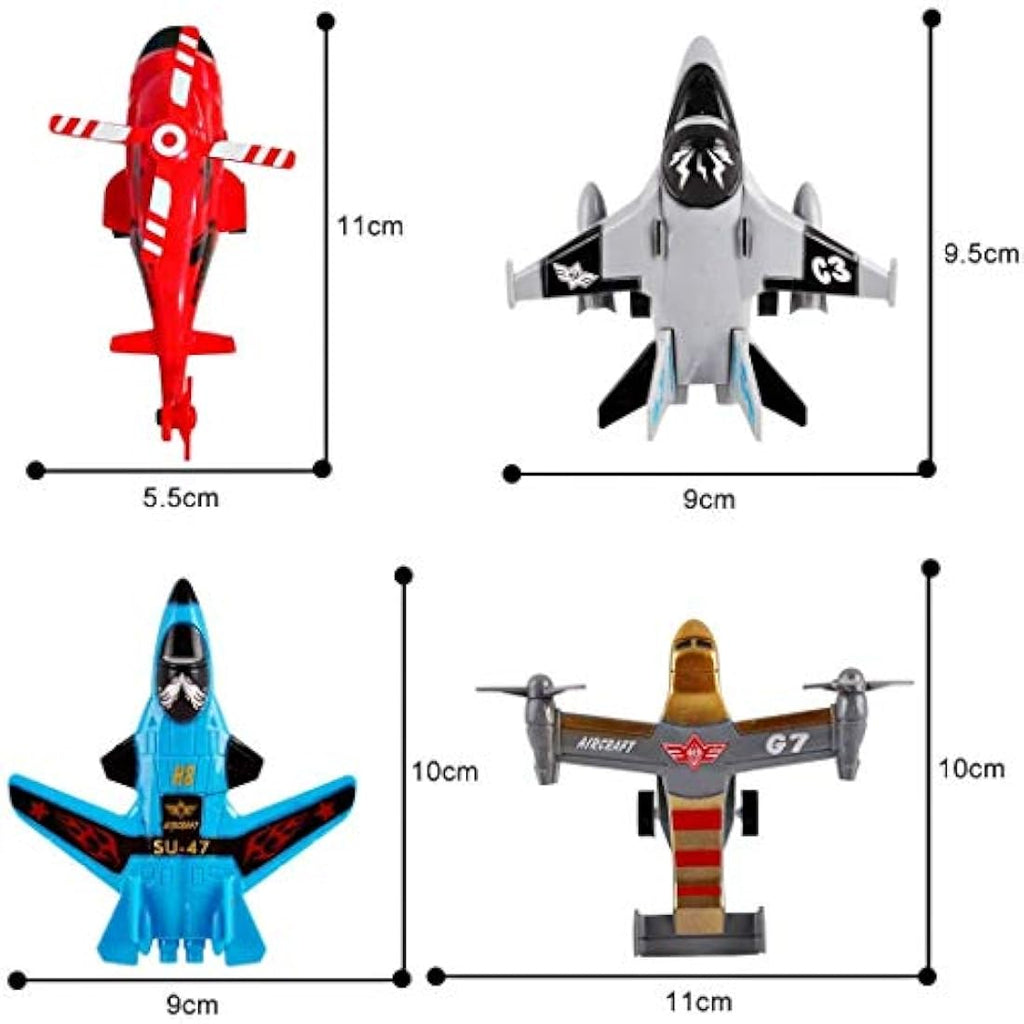 deAO Pull Back Toy Airplanes - 12 Piece Aircraft and Helicopter Playset