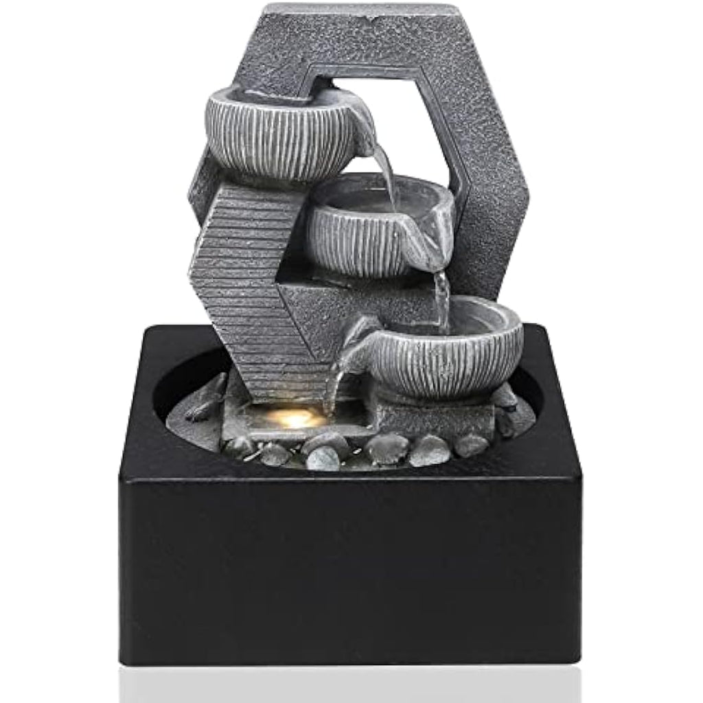 Jolof Store Indoor Desktop Waterfall Fountain with LED Light – 24cm