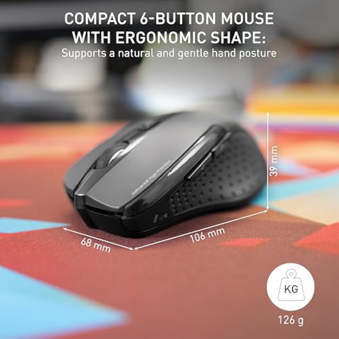CHERRY MW 3000 Wireless Ergonomic Mouse | 6-Button Optical - Black