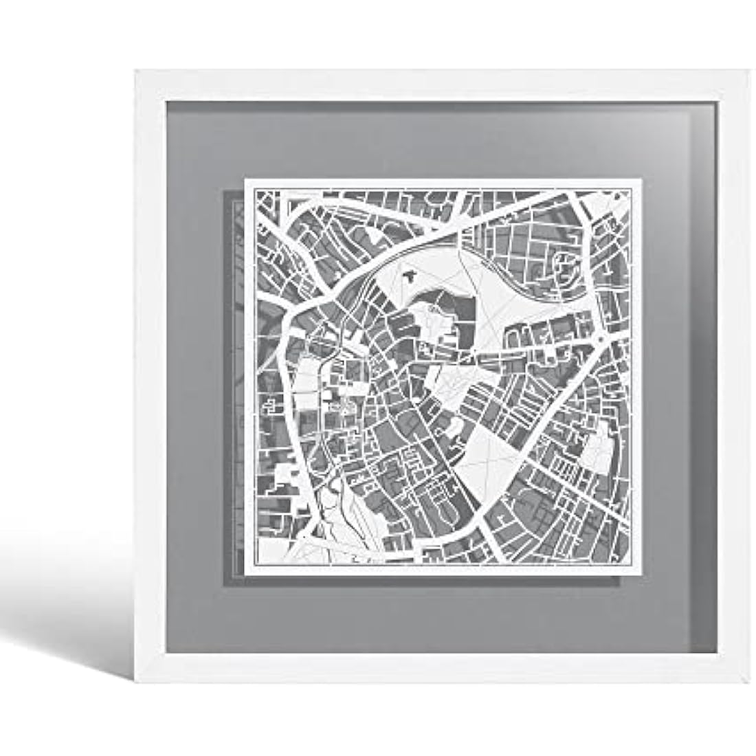Cambridge Paper Cut Map Framed Wall Art | Jolof Store 9x9 White Frame