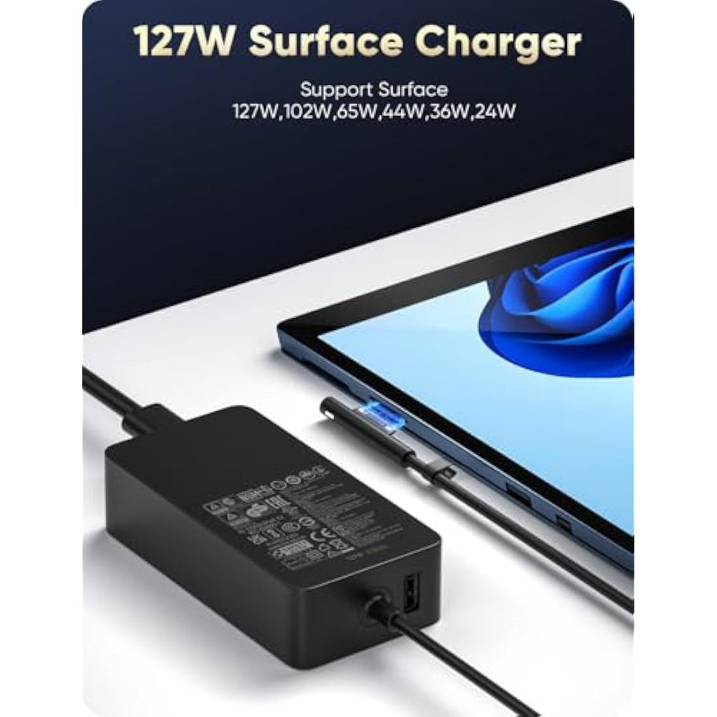 Jolof Store 127W Surface Pro Charger | Fast Power Adapter for Laptop & Book