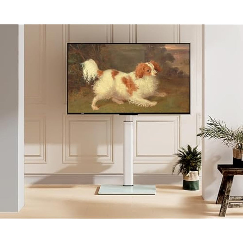 FITUEYES White TV Floor Stand | Swivel Mount for 32-60 inch TVs