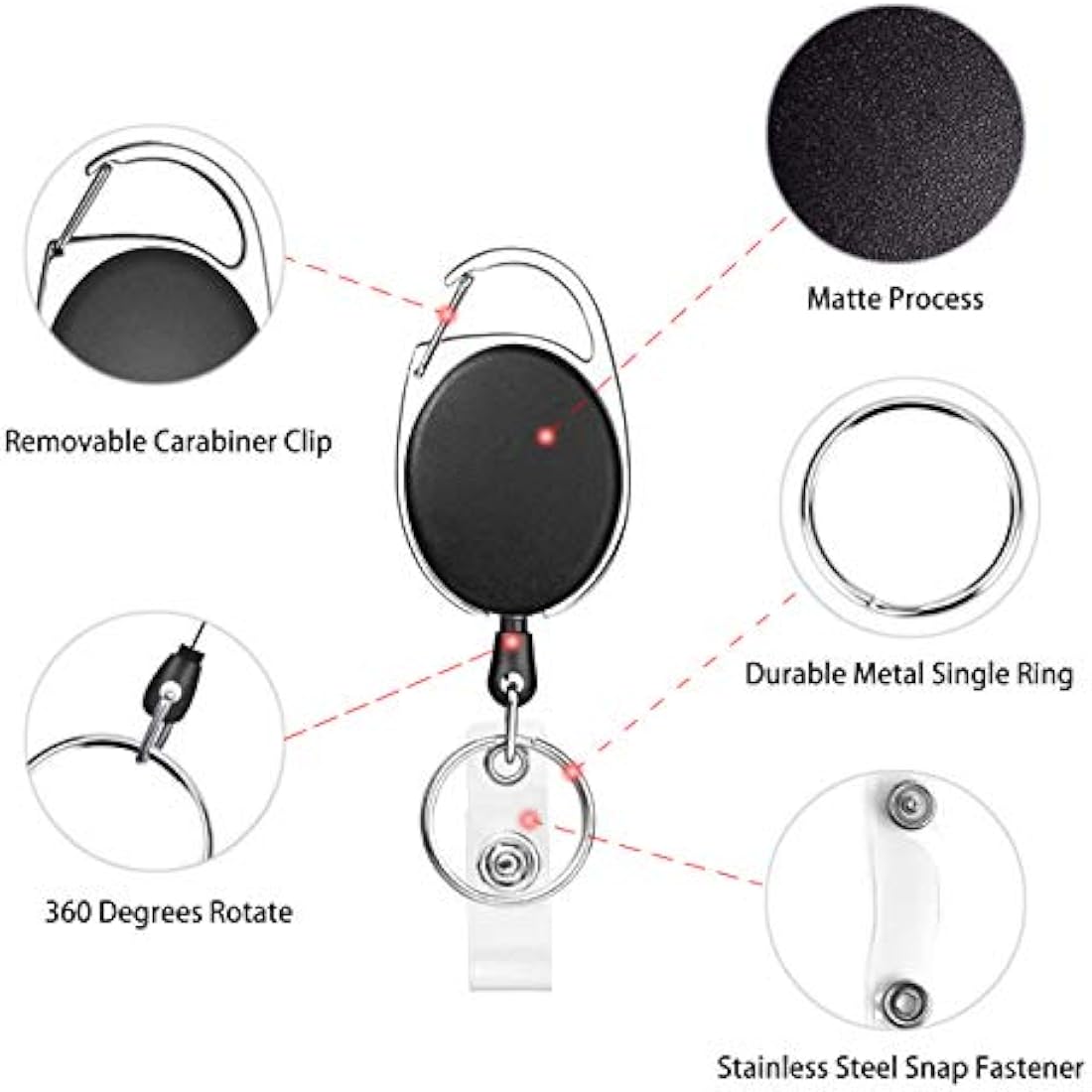 Retractable Lanyard Set | 12-Piece Waterproof ID Badge Holder