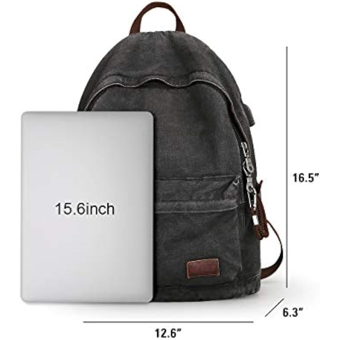 Muzee Canvas Laptop Backpack – Anti-Theft School Daypack with USB Port