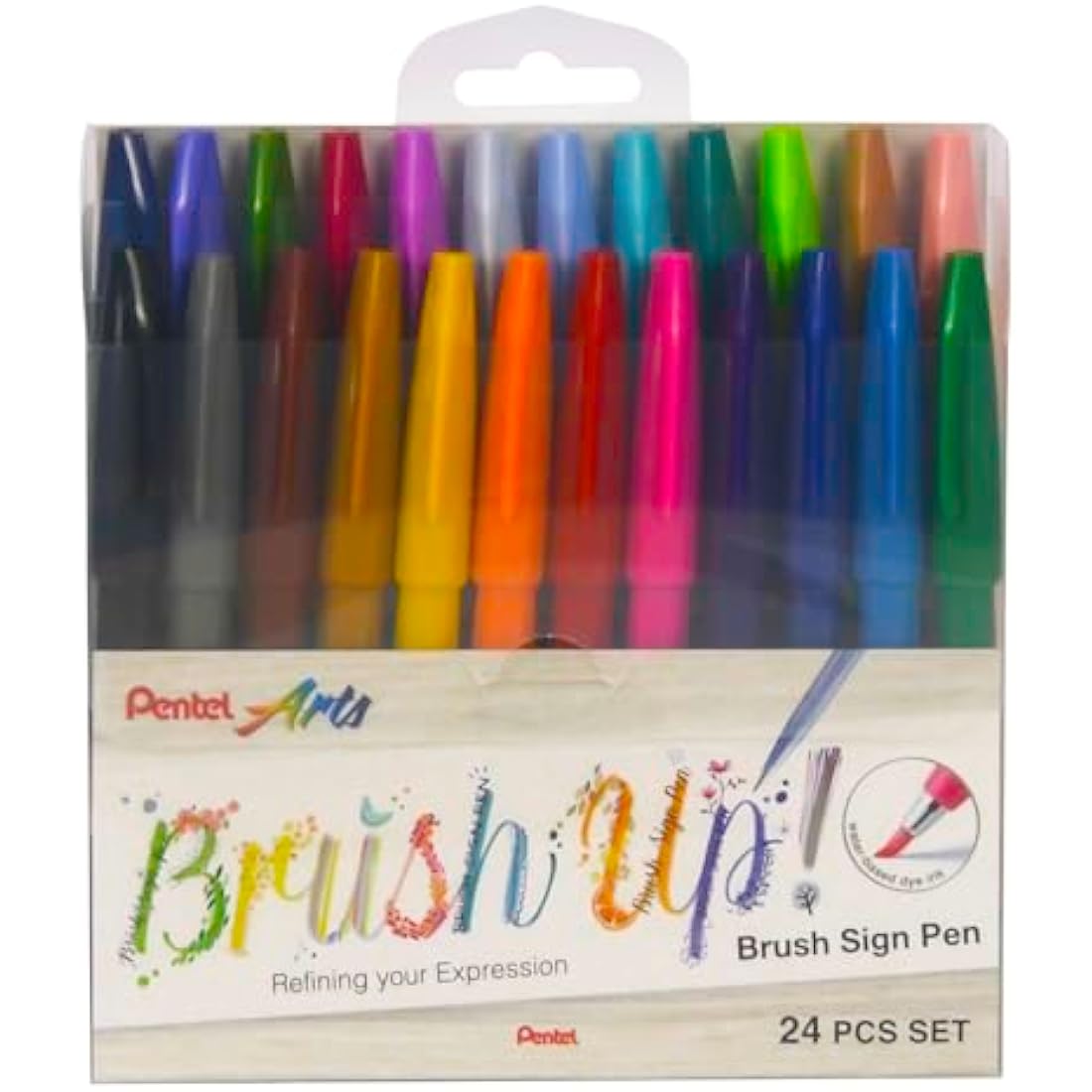 Pentel Brush Sign Pen Set – 24 Fibre Tip Calligraphy Drawing Markers