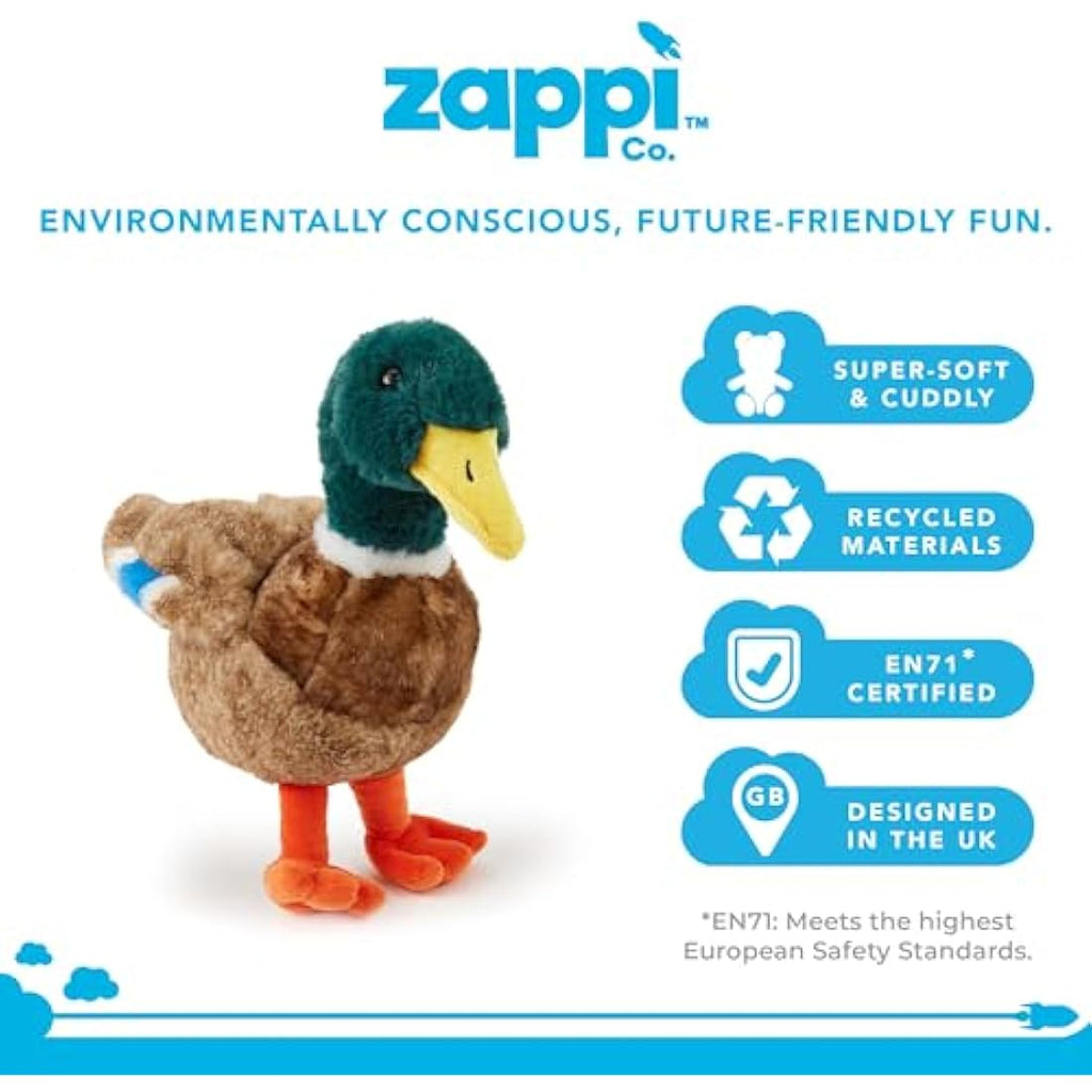 Zappi Co Mallard Duck Plush Toy | 30cm Eco-Friendly Stuffed Animal