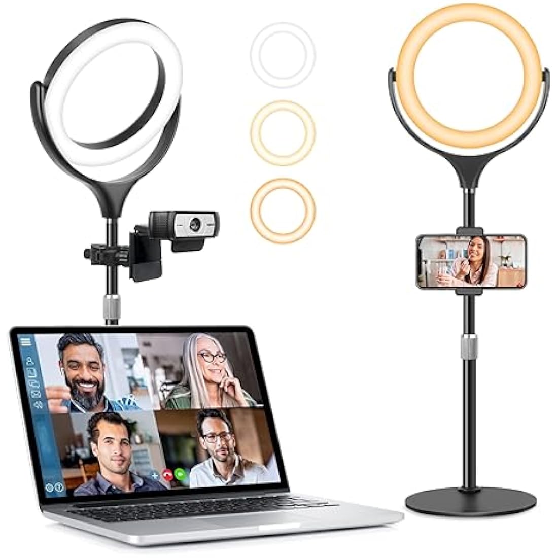 Evershop 7" Desk Ring Light with Stand & Phone Holder for Video Calls