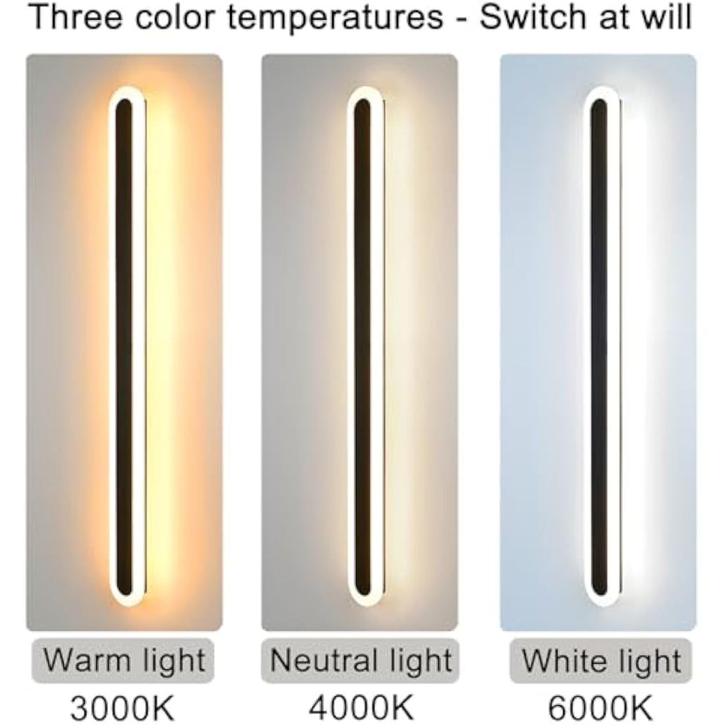 ZTWLEED 120CM LED Wall Light | 44W Tricolor Modern Interior Sconce - Black