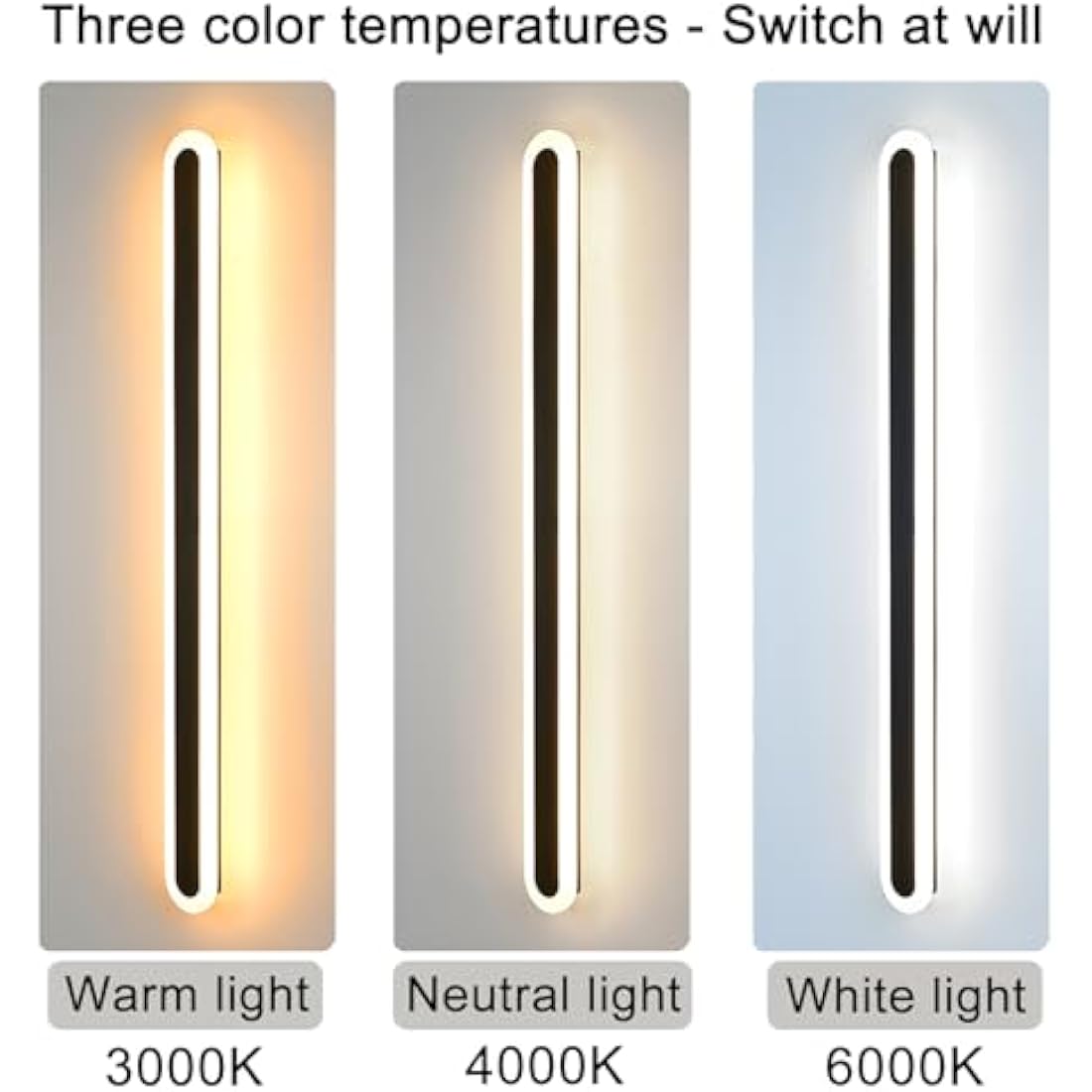 ZTWLEED 120CM LED Wall Light | 44W Tricolor Modern Interior Sconce - Black