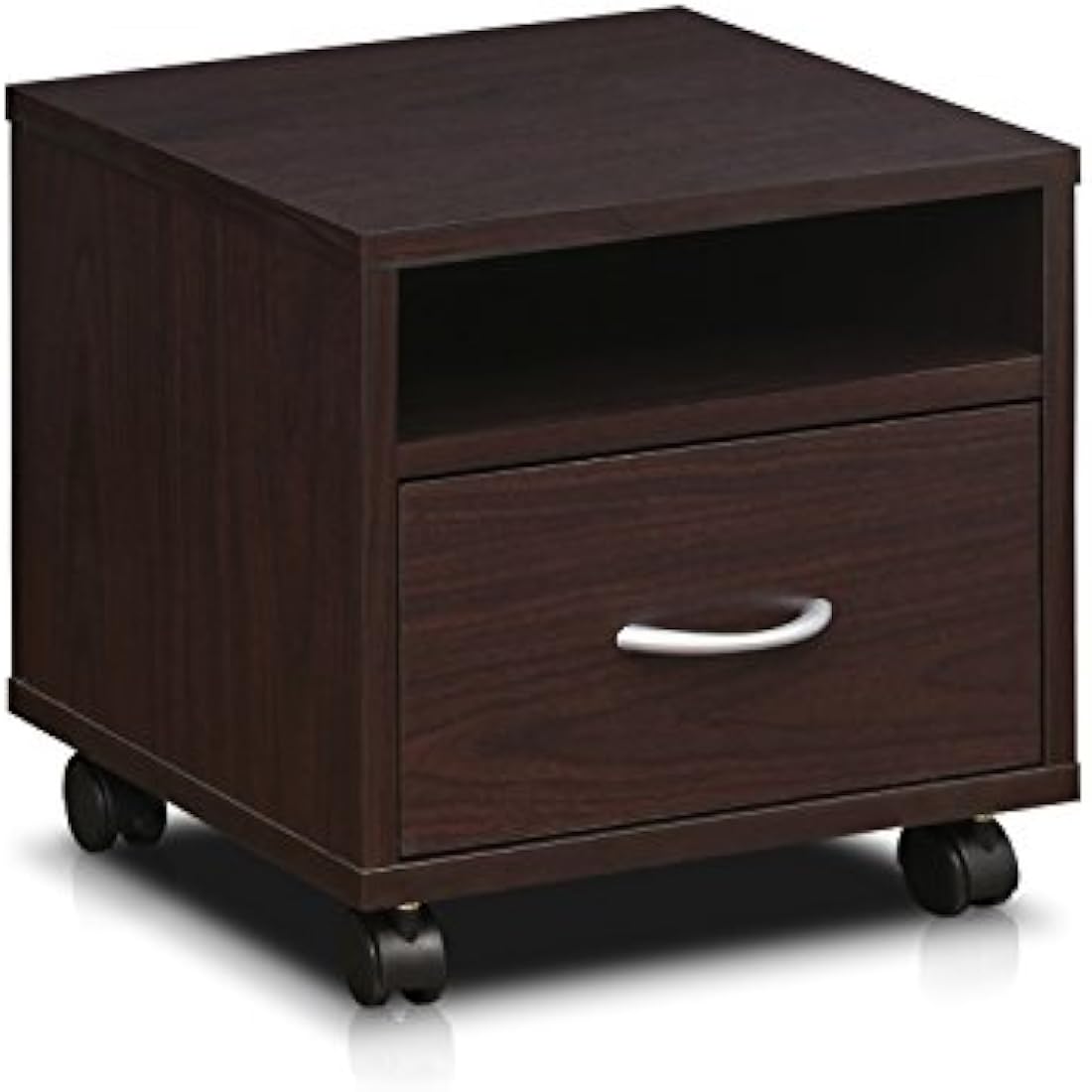 Furinno Petite Mobile Utility Cart with Drawer - Espresso Wood
