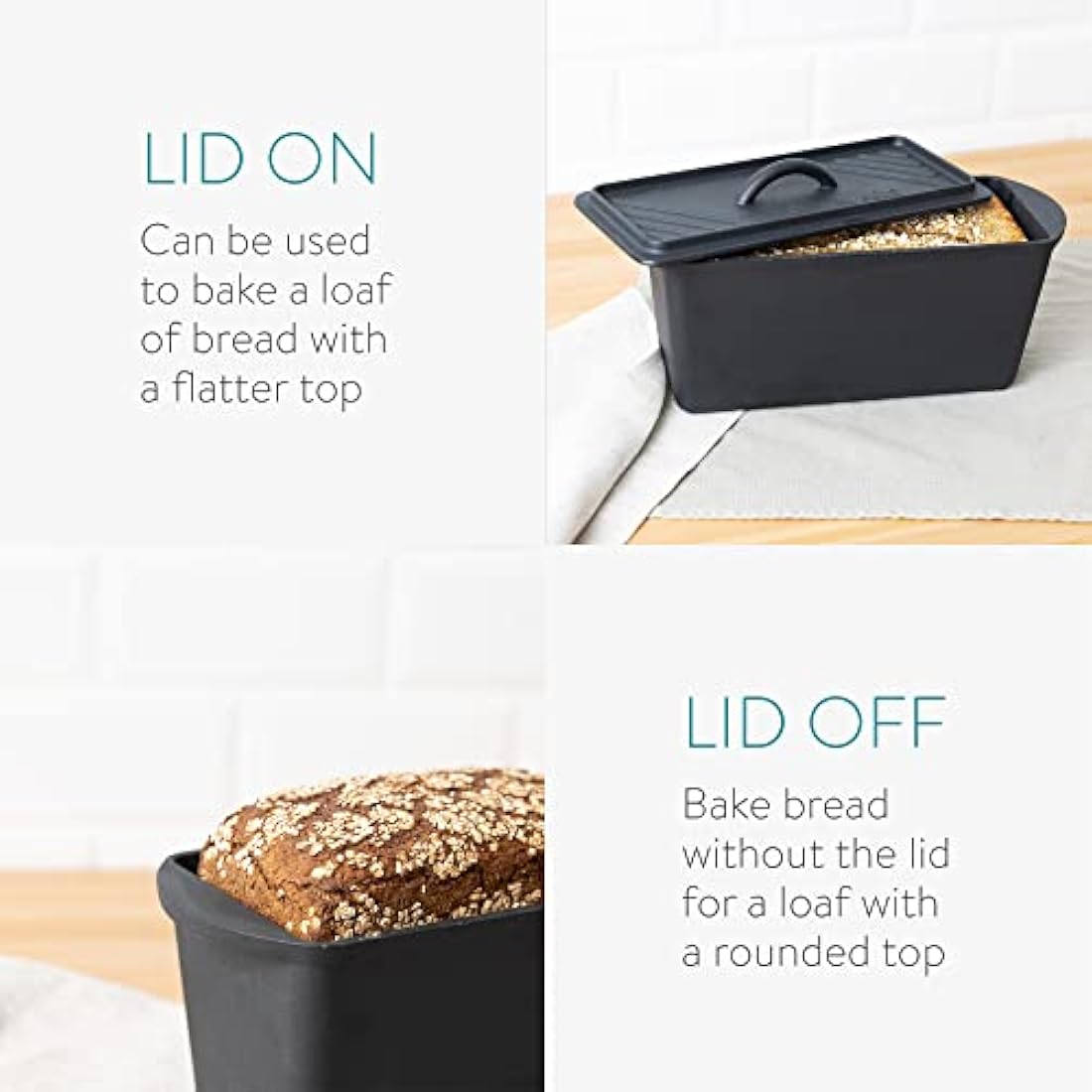 Navaris Cast Iron Bread Loaf Pan with Lid – 34cm Baking Tin for Meatloaf