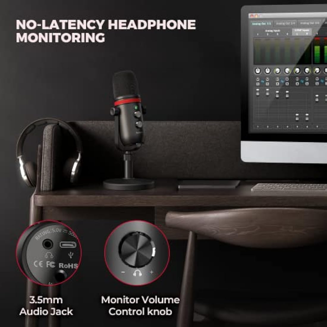 AUDIOPRO USB Condenser Gaming Microphone for PC, PS5 & Phone |
