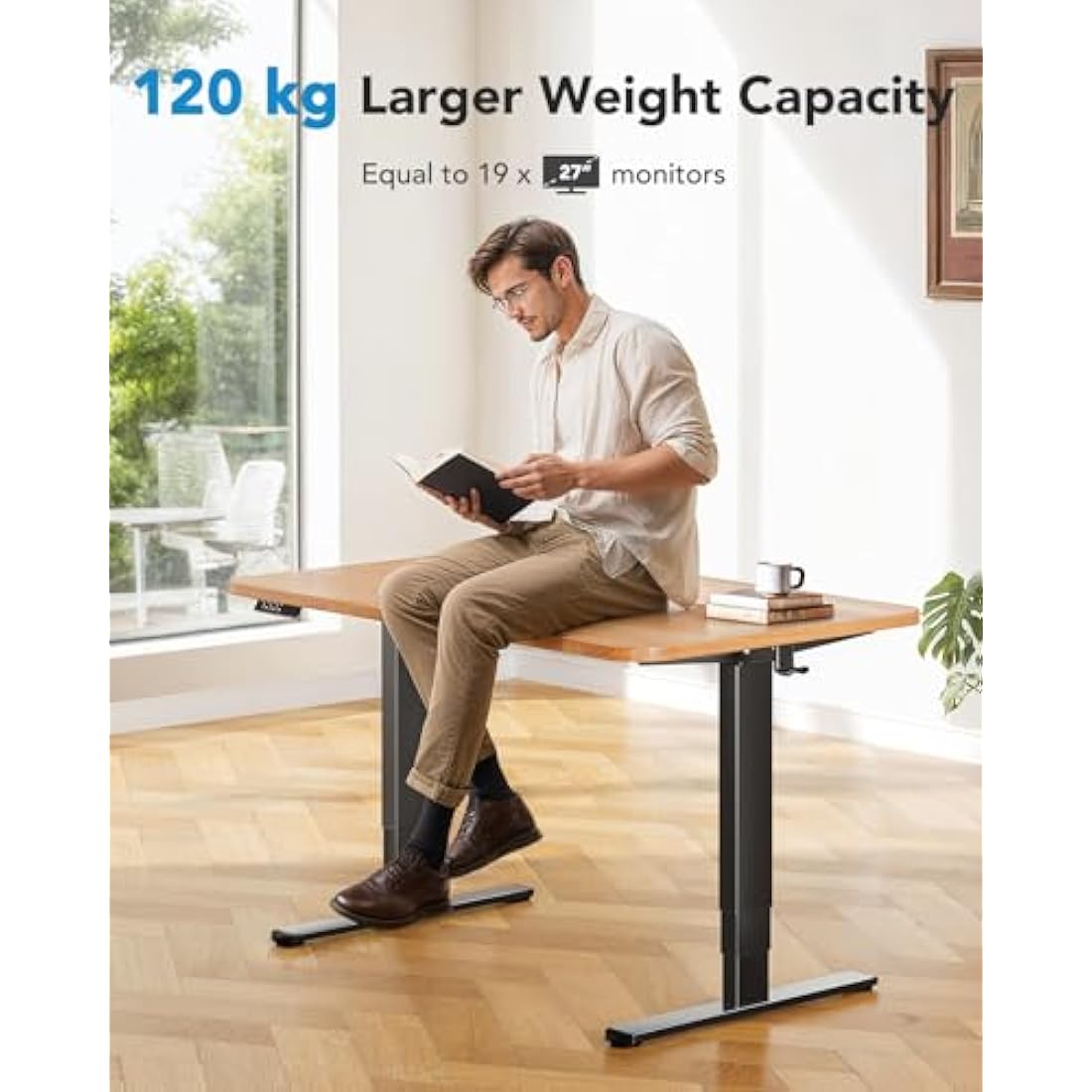 HUANUO Dual Motor 3-Stage Electric Standing Desk Frame - Black