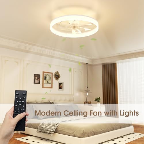 NIORSUN 60cm Smart LED Ceiling Fan with Remote | 6-Speed Dimmable White