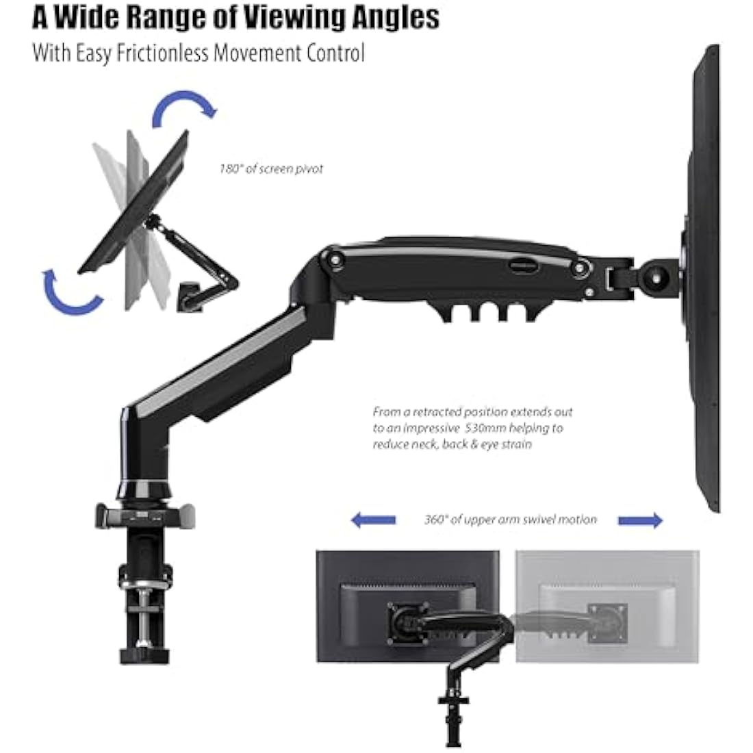 Invision MX150 Monitor Arm – Ergonomic Gas Spring Mount for 17–27” Screens