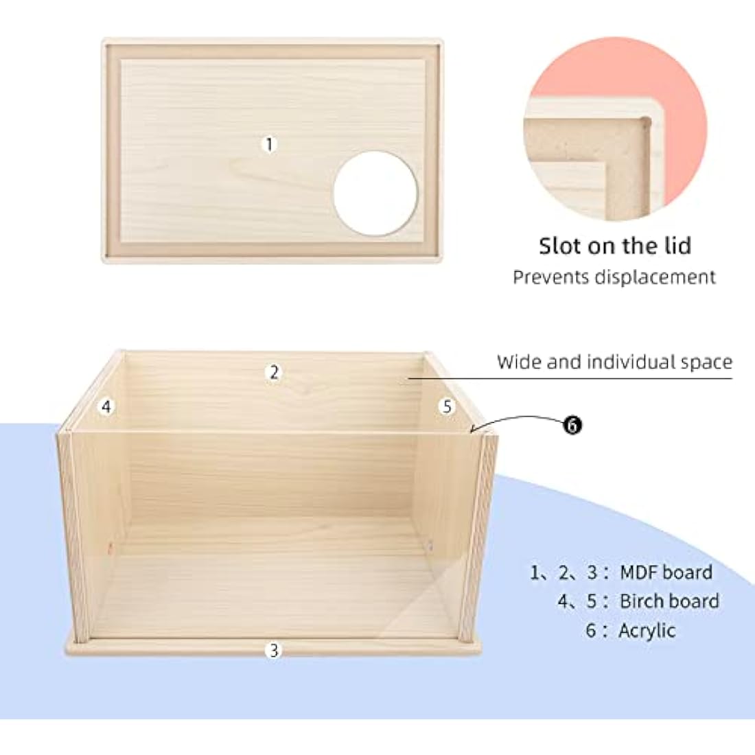 Niteangel Wooden Hamster Digging Box – Transparent Burrowing Hideout