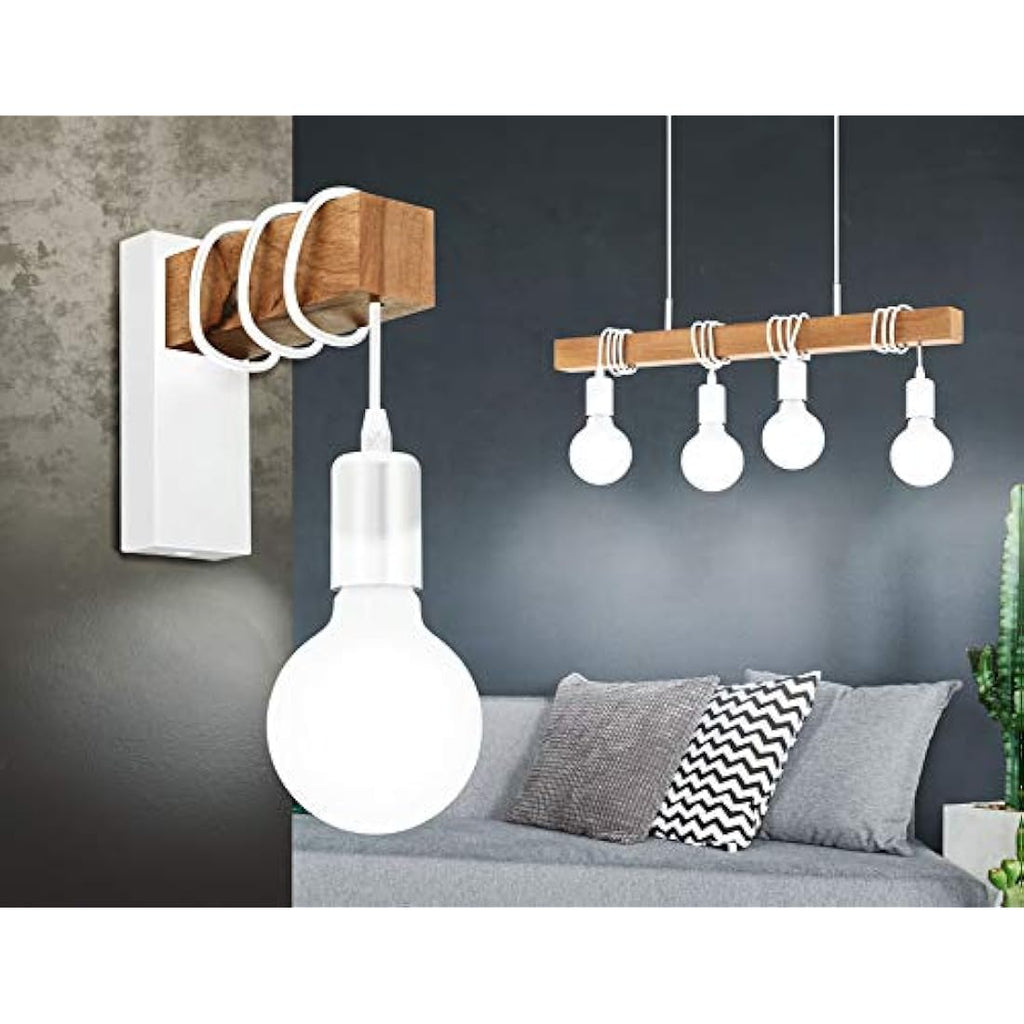 Eglo Townshend 4-Light Vintage Pendant Lamp – Industrial Wood & Steel