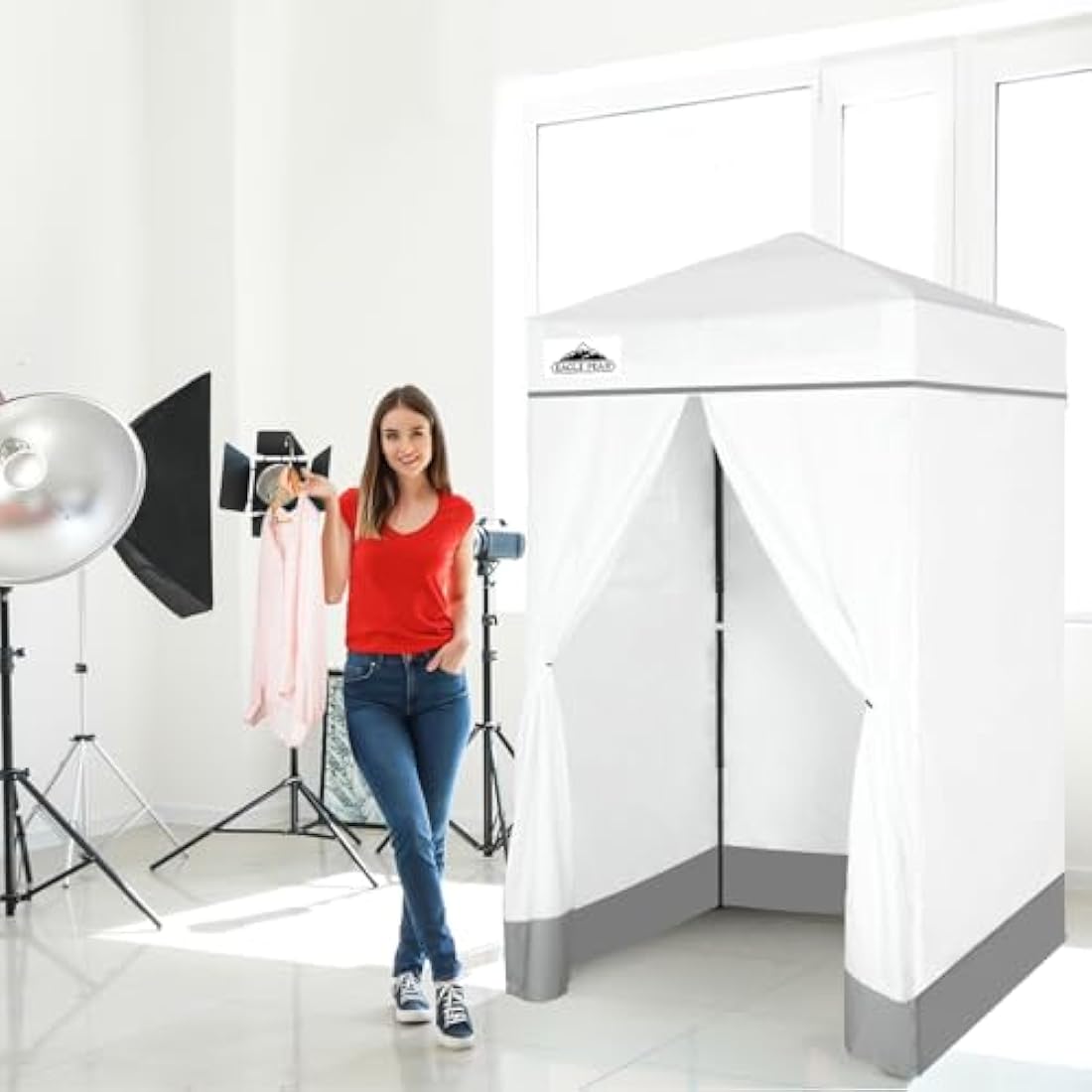 EAGLE PEAK Pop-up Privacy Changing Room – Portable 4x4 Cabana, White