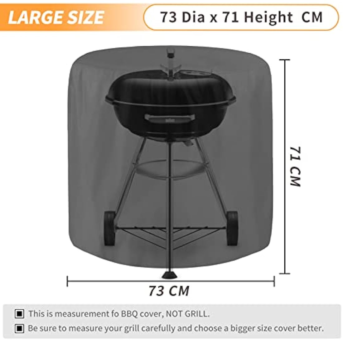 RICHIE Kettle BBQ Cover – 73x71cm Waterproof 420D Oxford Round Grill Cover