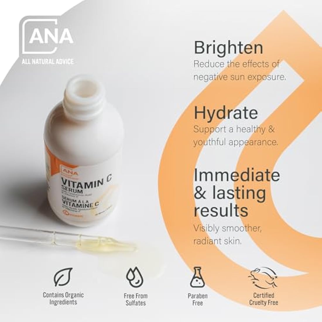 All Natural Advice Vitamin C Serum with Hyaluronic Acid & Vitamin E
