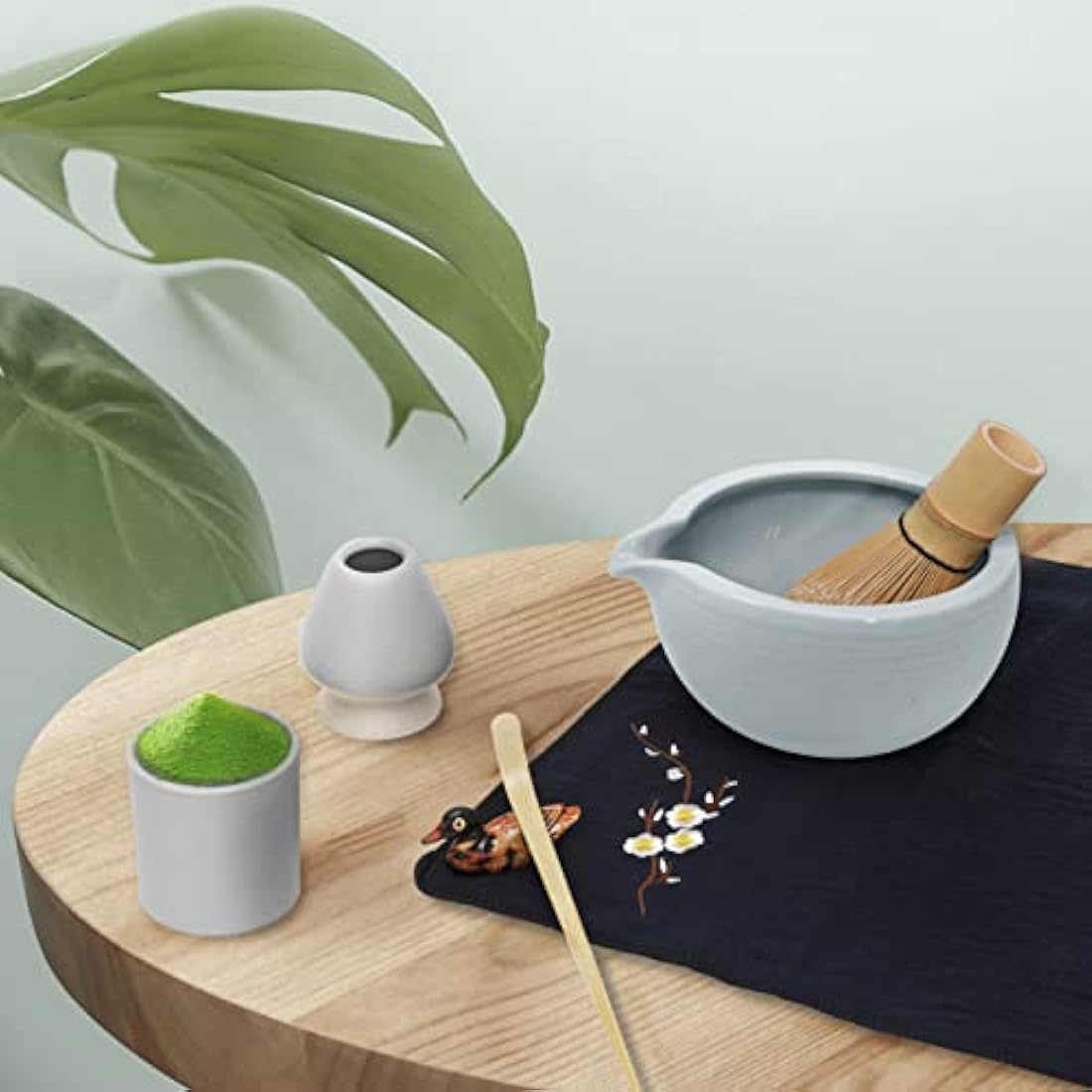 Artcome Matcha Ceremony Kit – Bamboo Whisk and Pottery Bowl with Spout
