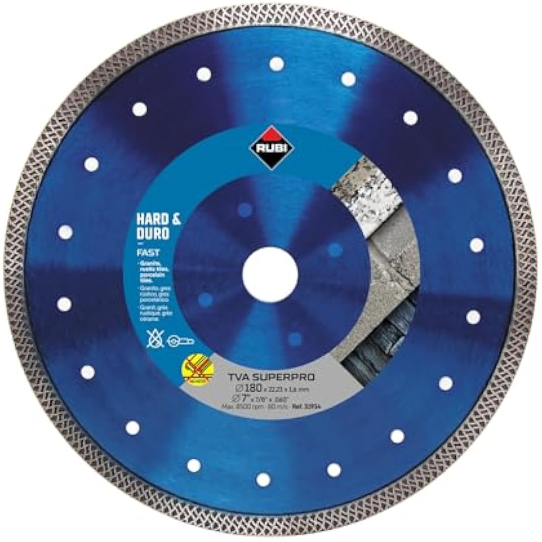 RUBI TVA-180 Superpro Turbo Viper Diamond Blade for Granite - 180mm
