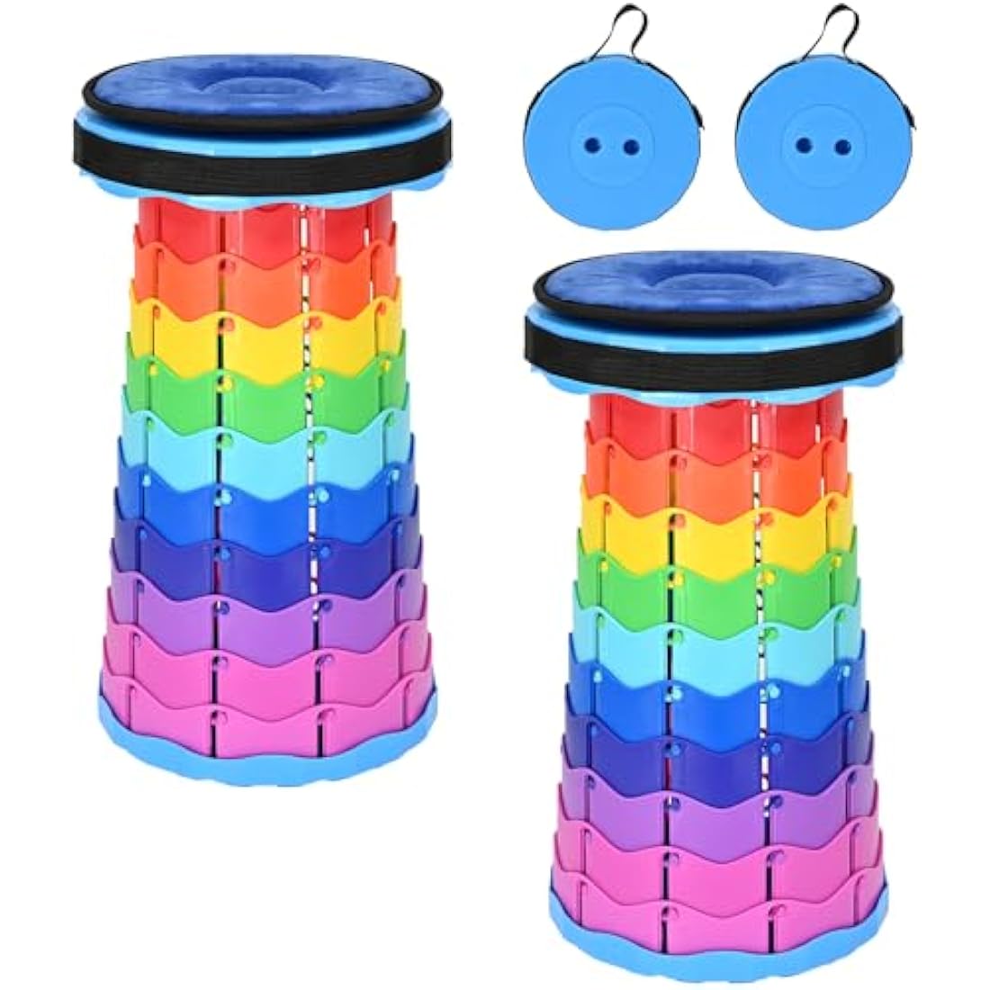 FXKS 2-Pack Portable Telescoping Stool with Cushion, 400lb Capacity – Rainbow