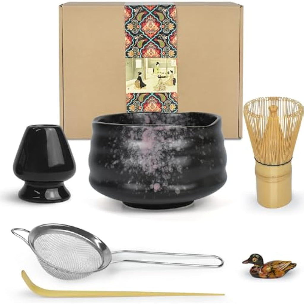 Artcome Matcha Ceremony Kit – 7-Piece Bamboo Tea Set with Bowl (Black)