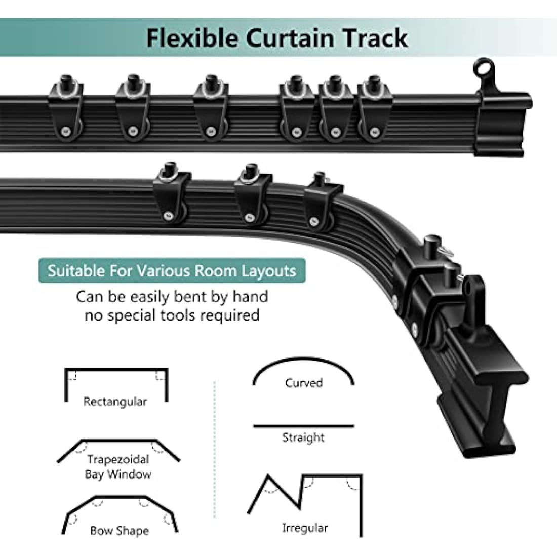 20FT Flexible Ceiling Curtain Track – Bendable Wall Mount Rail