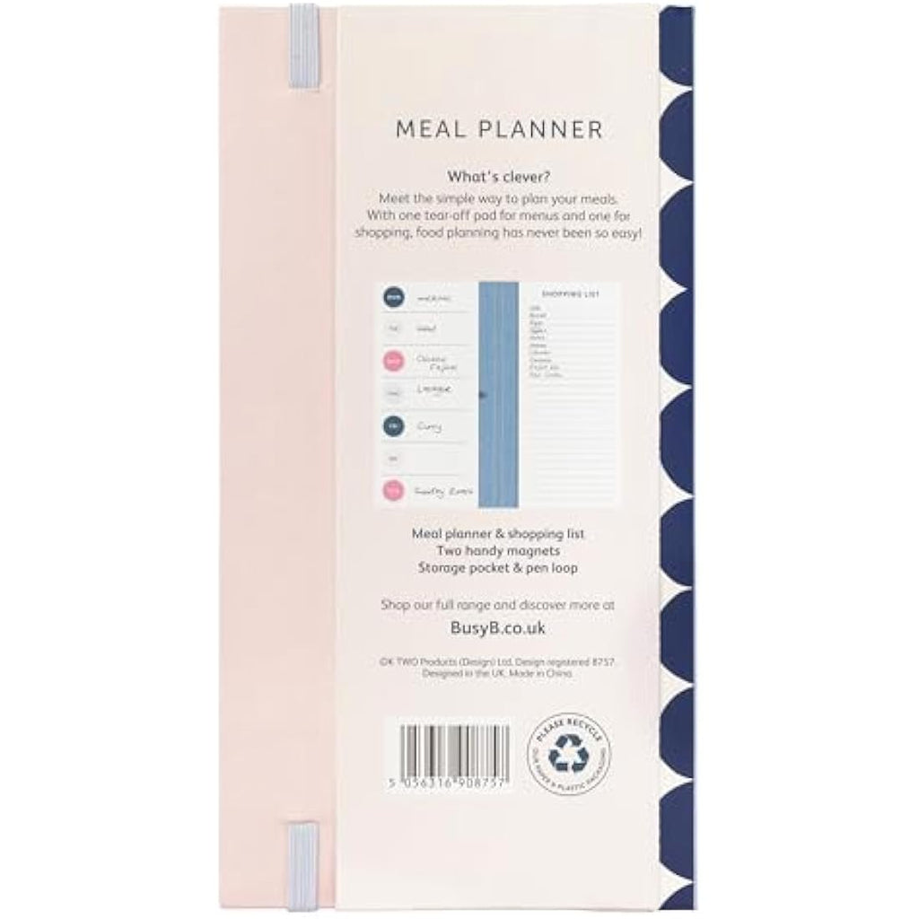 Busy B Navy Spot Weekly Meal Planner | Magnetic Kitchen Shopping List