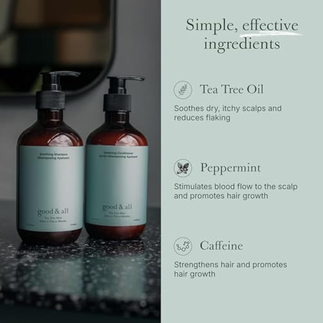 Good&All Tea Tree Shampoo and Conditioner Set for Dry Itchy Scalp