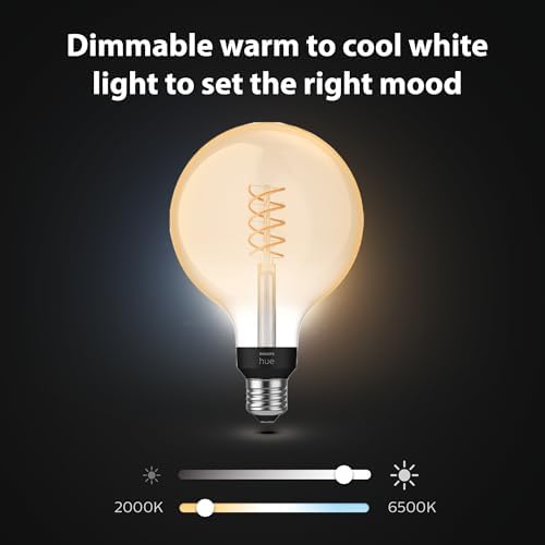 Philips Hue White Filament G125 Globe E27 Smart Retro Dimmable Bulb