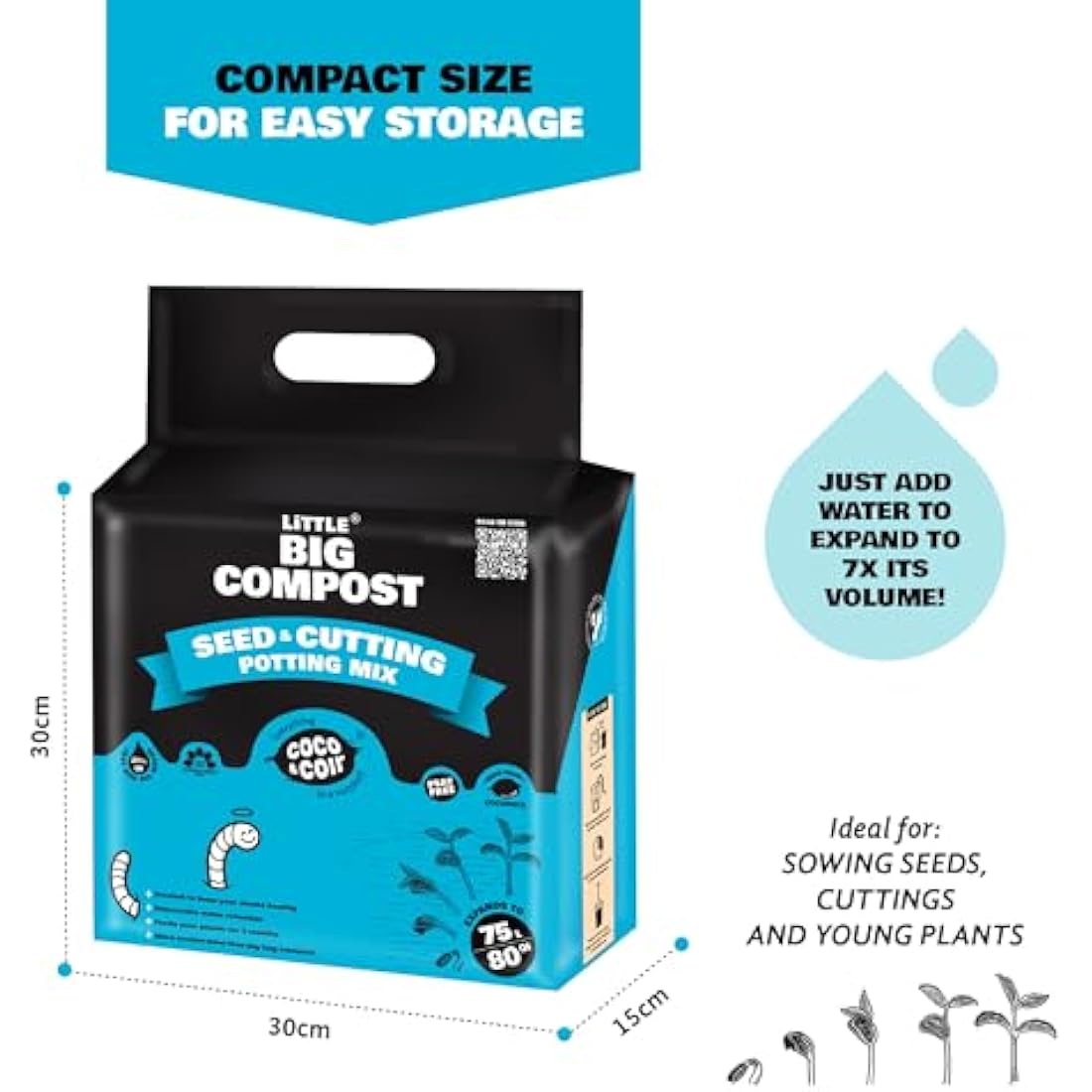 Coco & Coir Seed Compost with Perlite | Peat-Free Organic Soil Mix (75L)