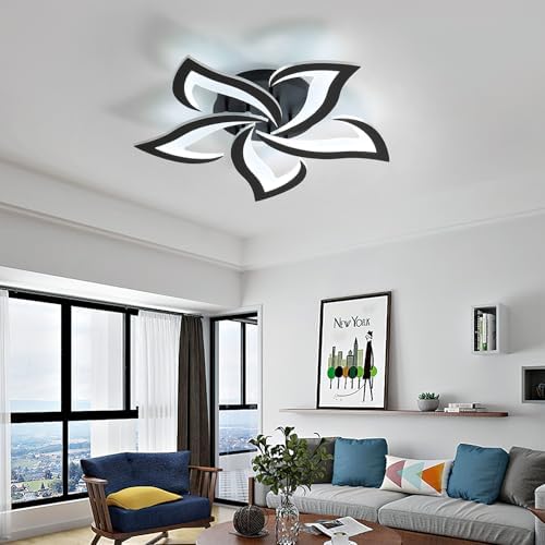Comely Modern LED Ceiling Light – Dimmable Black Acrylic Lamp with Remote