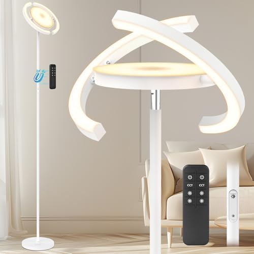FIMEI Modern LED Floor Lamp - Stepless Dimming & Remote Control, White